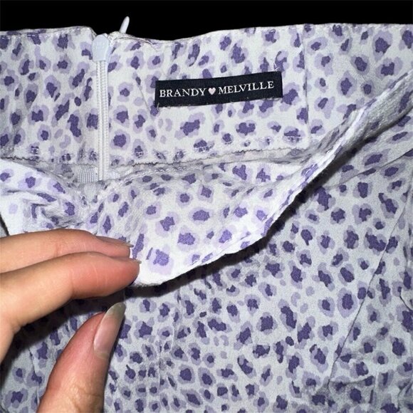 BRANDY MELVILLE CLARE SEPHIRA CHEETAH midi SKIRT PURPLE white CHEETAH print XS - Picture 5 of 7